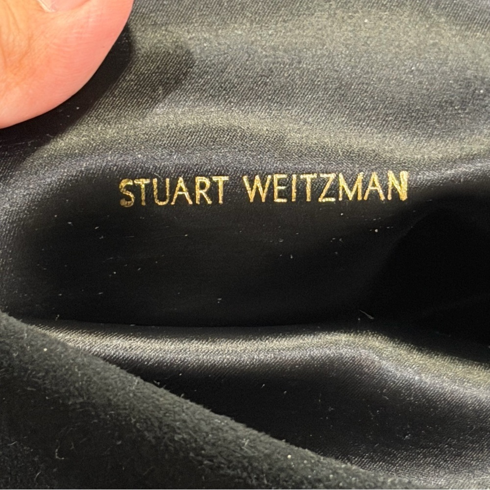 Stuart Weitzman NWOB 9.5 Black Lowland Suede Over The Knee Boots Leather Pull On - Picture 7 of 9